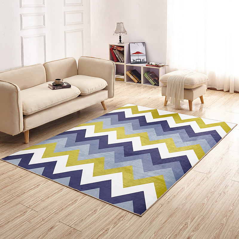 Fancy Living Room Carpet Modern Geometric Print Polyester Area Rug Anti-Slip Area Rug