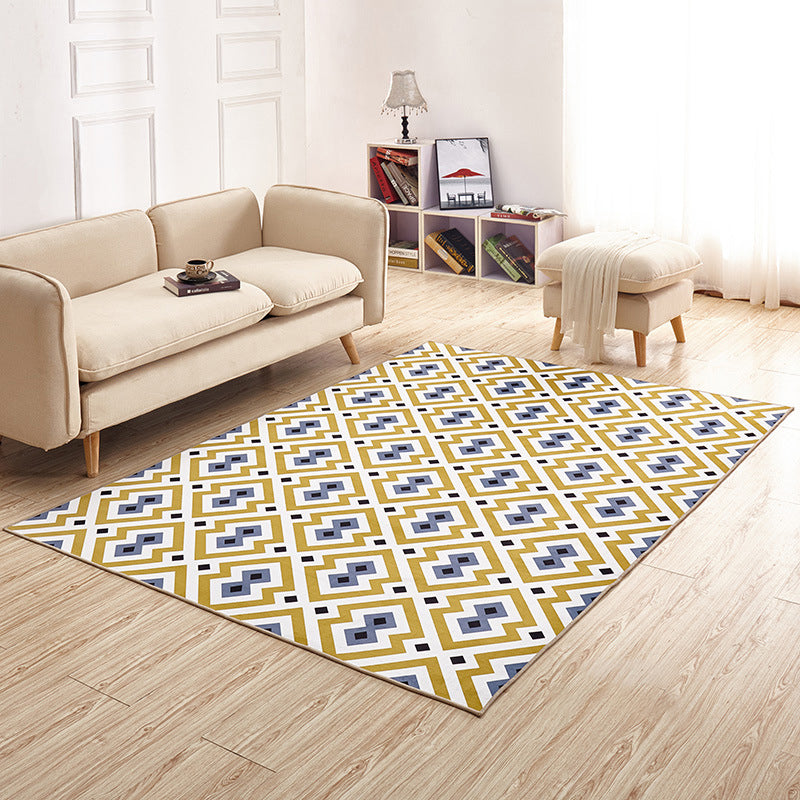 Fancy Living Room Carpet Modern Geometric Print Polyester Area Rug Anti-Slip Area Rug