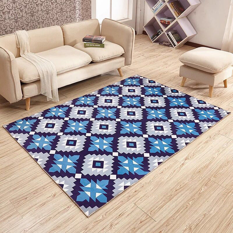 Fancy Living Room Carpet Modern Geometric Print Polyester Area Rug Anti-Slip Area Rug