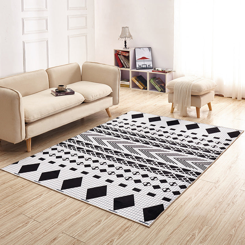 Fancy Living Room Carpet Modern Geometric Print Polyester Area Rug Anti-Slip Area Rug