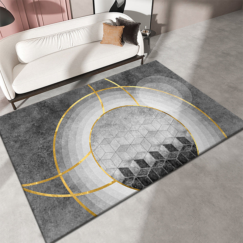 Zwarte woonkamer Tapijt geometrisch patroon Modern gebied tapijt polyester niet-slip achterste tapijt tapijt