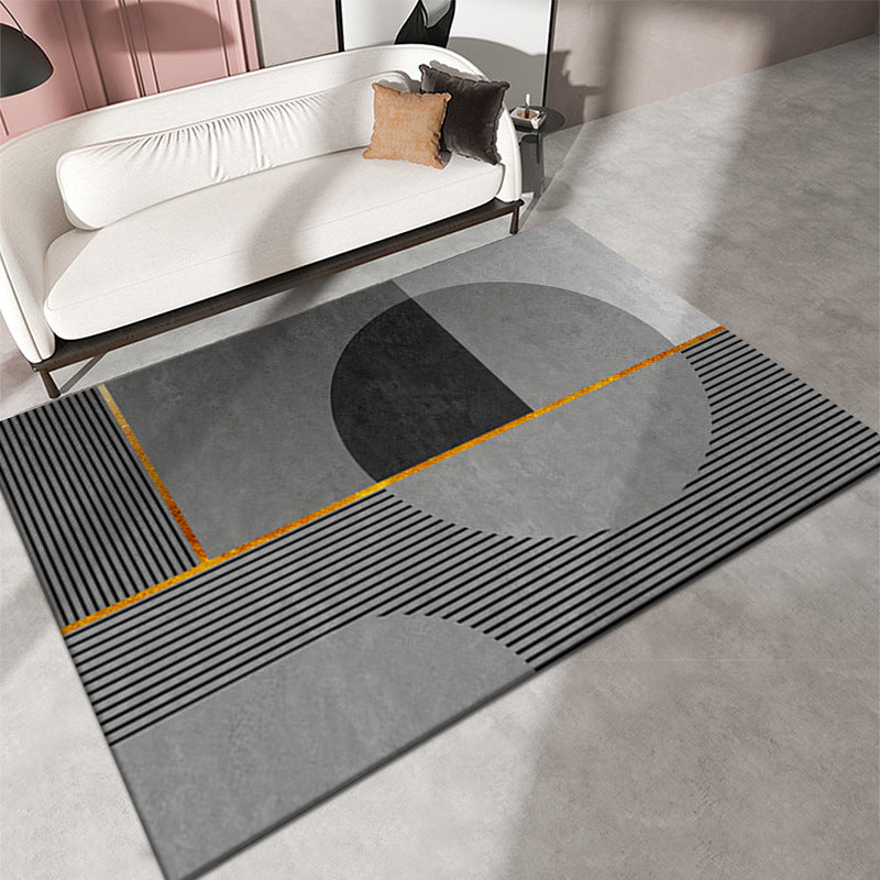 Zwarte woonkamer Tapijt geometrisch patroon Modern gebied tapijt polyester niet-slip achterste tapijt tapijt