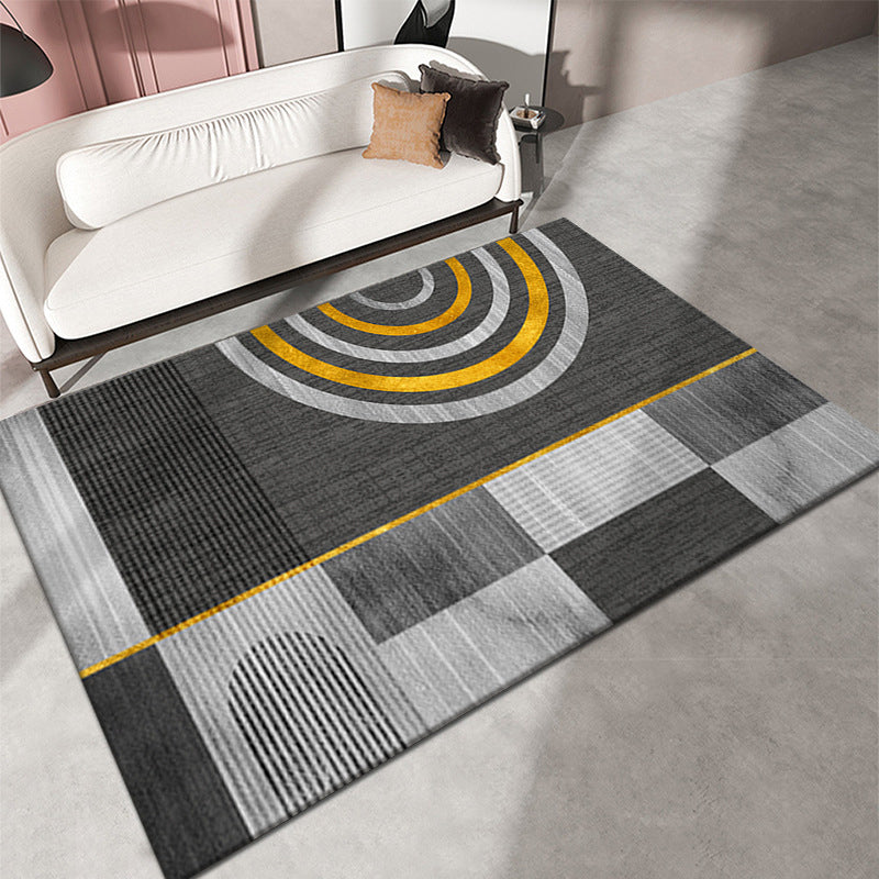 Zwarte woonkamer Tapijt geometrisch patroon Modern gebied tapijt polyester niet-slip achterste tapijt tapijt