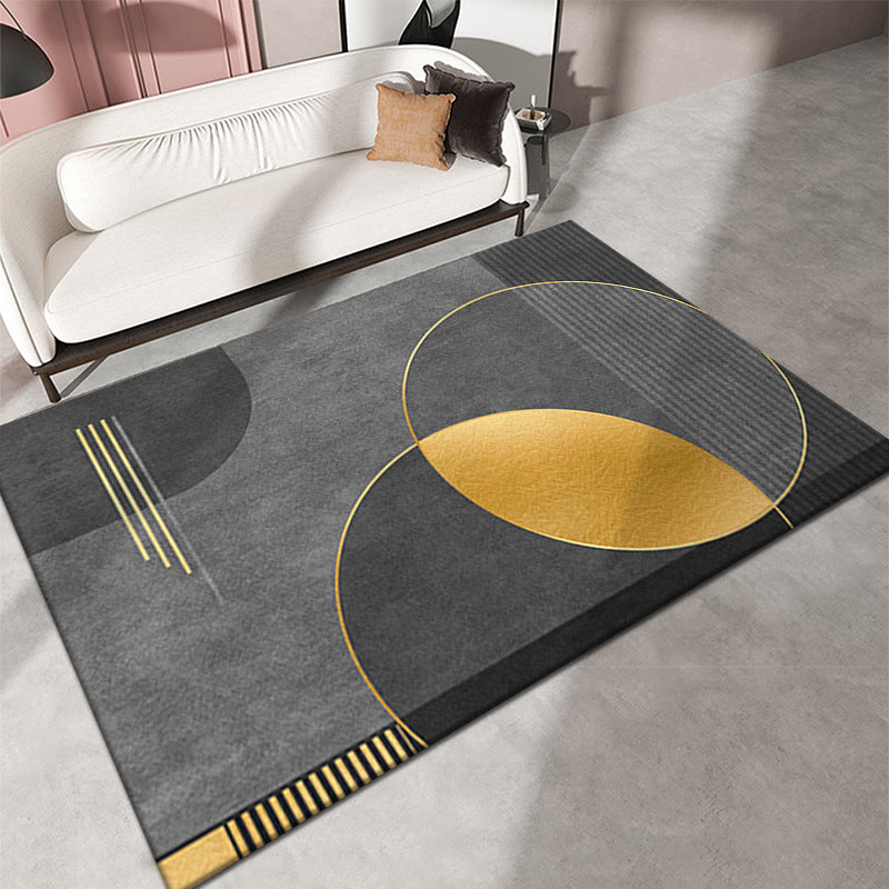 Zwarte woonkamer Tapijt geometrisch patroon Modern gebied tapijt polyester niet-slip achterste tapijt tapijt