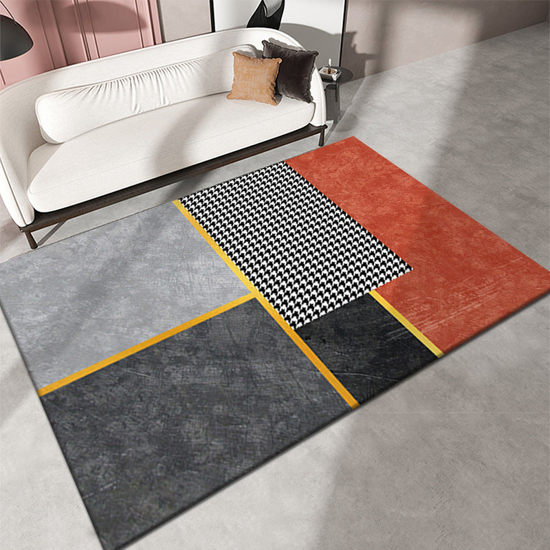 Zwarte woonkamer Tapijt geometrisch patroon Modern gebied tapijt polyester niet-slip achterste tapijt tapijt