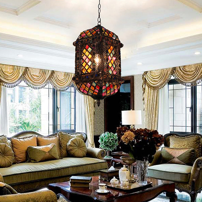 14 "/17" de alto 1 bulbo Luz de colgante Bohemio Bronce Metal Fixture para sala de estar