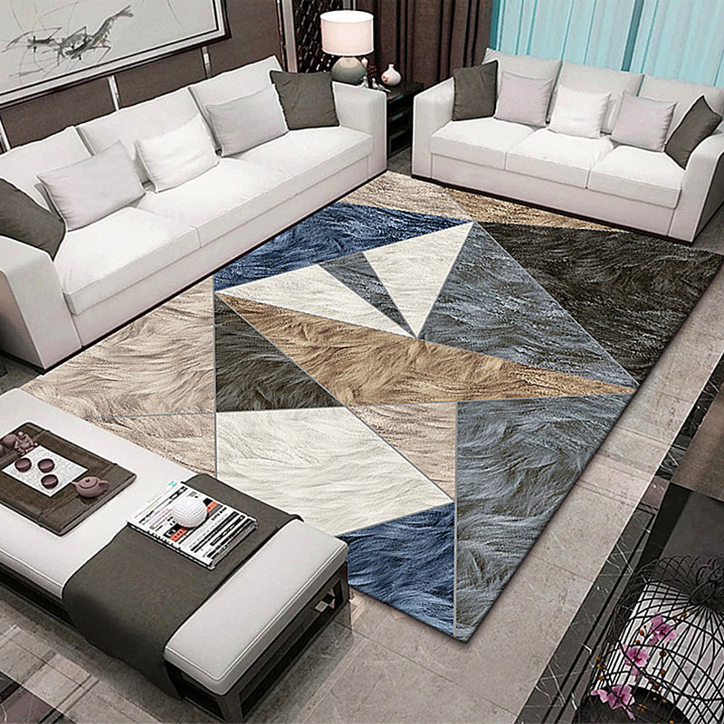 Navy Modern Rug Polyester Graphic Rug Stain Resistant Rug for Living Room