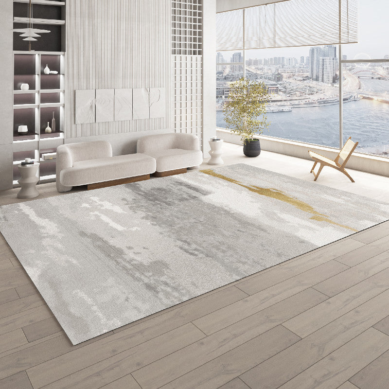 Grey Tie-Dye Print Carpet Modern Polyester Area Rug Stain Resistant Rug for Living Room