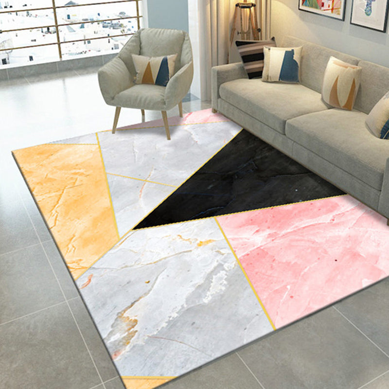 Stylish Washable Rug Comfort Geometric Pattern Rug Polyester Anti-Slip Carpet for Home Decor