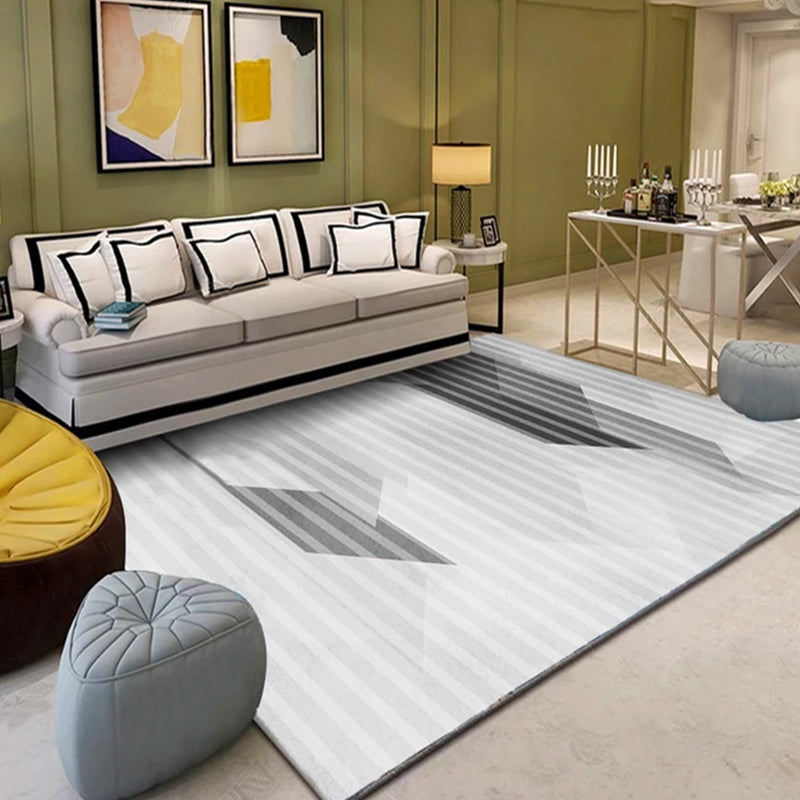 Stylish Washable Rug Comfort Geometric Pattern Rug Polyester Anti-Slip Carpet for Home Decor