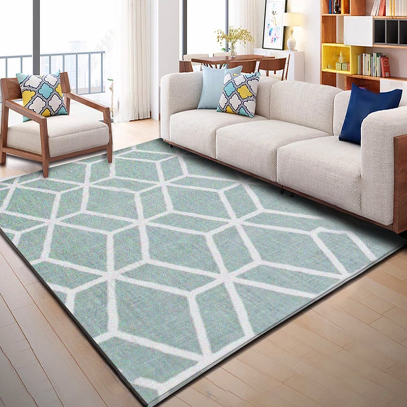Stylish Washable Rug Comfort Geometric Pattern Rug Polyester Anti-Slip Carpet for Home Decor