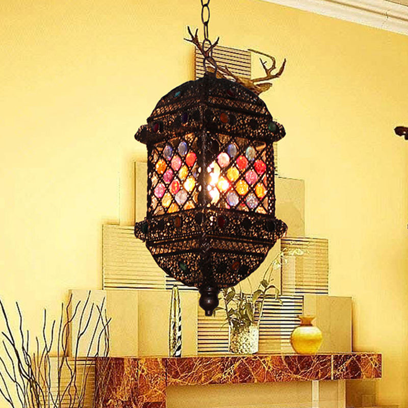 14 "/17" de alto 1 bulbo Luz de colgante Bohemio Bronce Metal Fixture para sala de estar