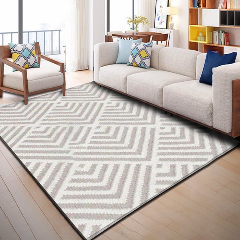 Stylish Washable Rug Comfort Geometric Pattern Rug Polyester Anti-Slip Carpet for Home Decor