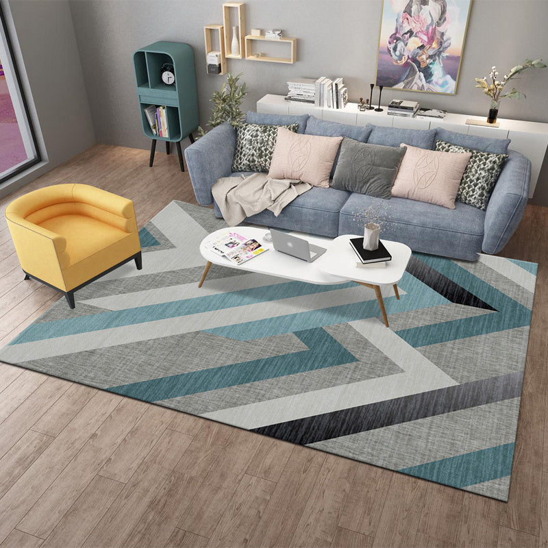 Simple Triangle Print Rug Polyester Area Carpet Non-Slip Backing Indoor Rug for Home Decoration