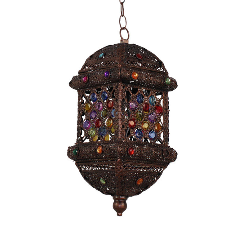14 "/17" de alto 1 bulbo Luz de colgante Bohemio Bronce Metal Fixture para sala de estar