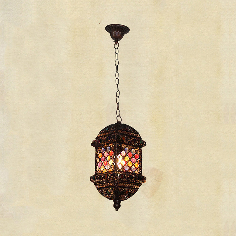 14 "/17" de alto 1 bulbo Luz de colgante Bohemio Bronce Metal Fixture para sala de estar