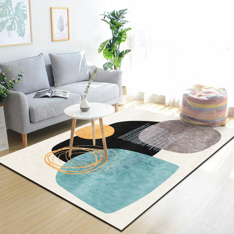 Dark Gray Lozenge Rug Polyester Modern Rug Washable Rug for Home Decor