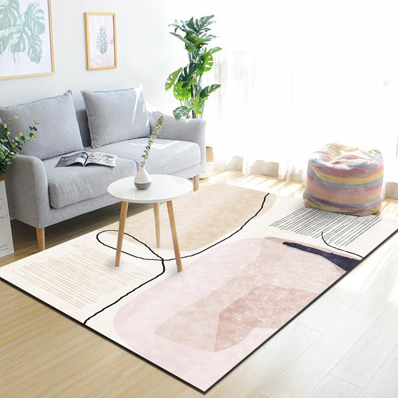 Dark Gray Lozenge Rug Polyester Modern Rug Washable Rug for Home Decor