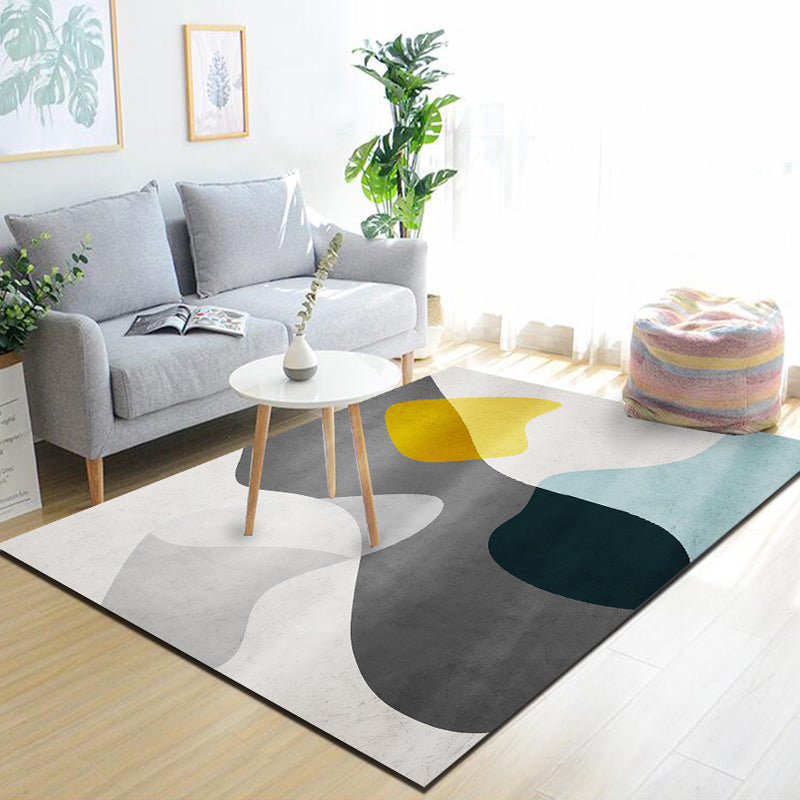 Dark Gray Lozenge Rug Polyester Modern Rug Washable Rug for Home Decor