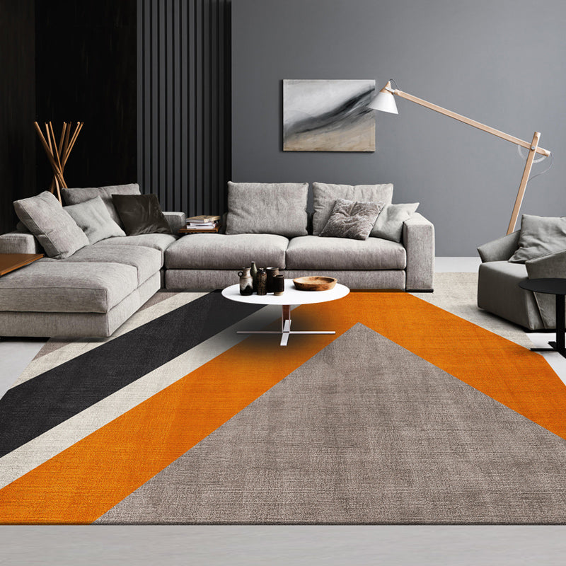 Modern Living Room Carpet Geometric Pattern Polyester Area Rug Non-Slip Backing Rug