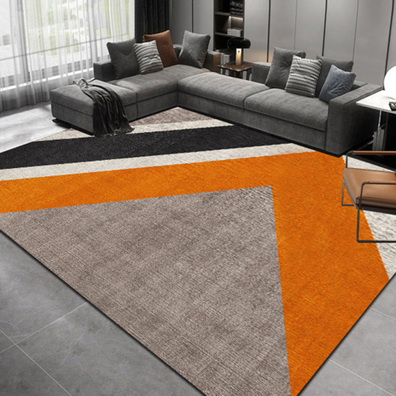Modern Living Room Carpet Geometric Pattern Polyester Area Rug Non-Slip Backing Rug