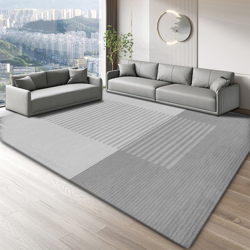 Grey Modern Area Carpet Geometric Pattern Polyester Area Rug Stain Resistant Area Rug for Home Decor