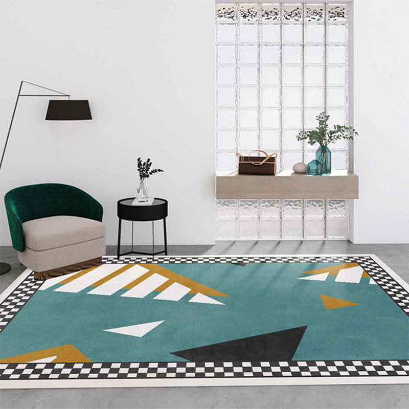 Stylish Contrast Panel Rug Geometric Area Carpet Polyester Stain Resistant Carpet for Home Decor