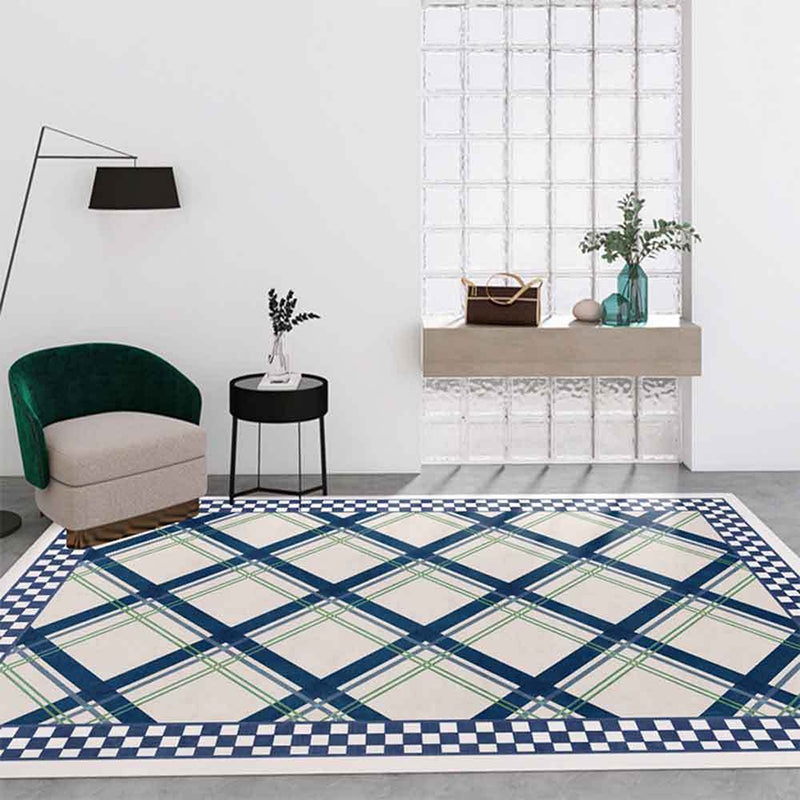 Stylish Contrast Panel Rug Geometric Area Carpet Polyester Stain Resistant Carpet for Home Decor