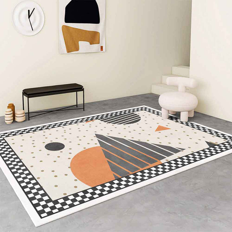 Stylish Contrast Panel Rug Geometric Area Carpet Polyester Stain Resistant Carpet for Home Decor