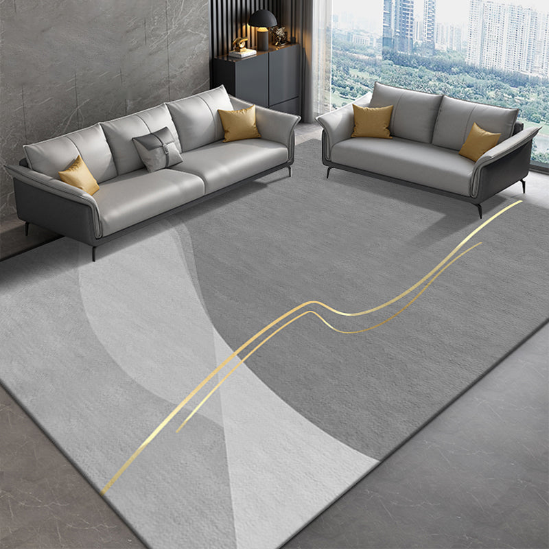 Grey Modern Carpet Geometric Pattern Polyester Area Carpet Stain Resistant Rug for Home Decor