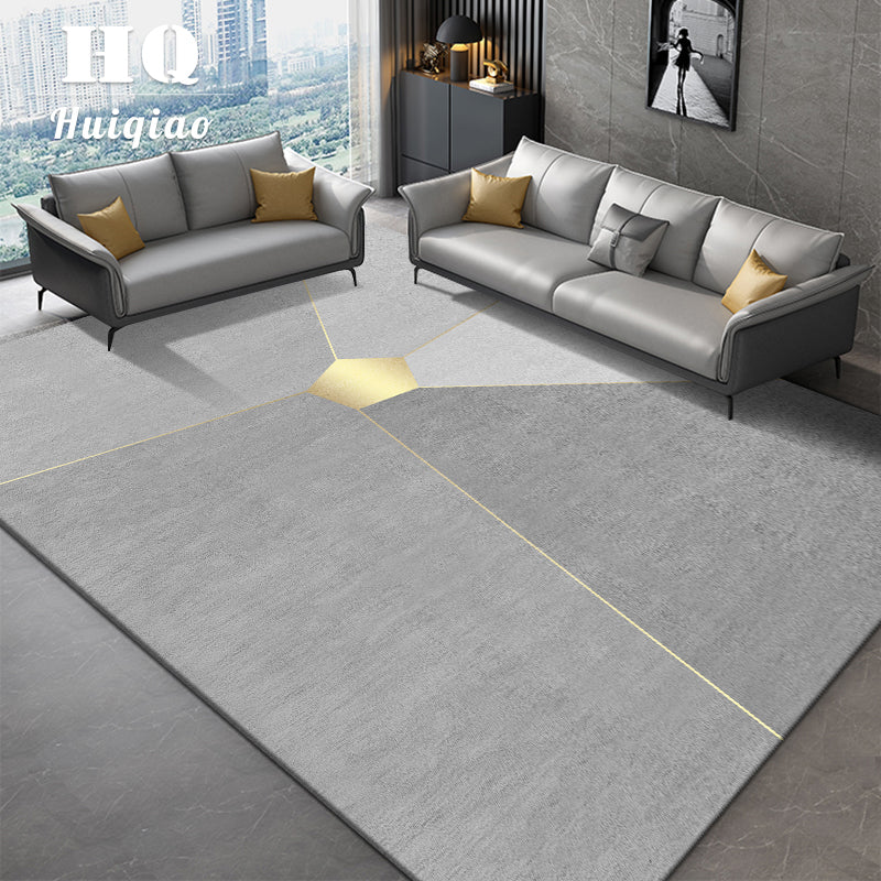 Grey Modern Carpet Geometric Pattern Polyester Area Carpet Stain Resistant Rug for Home Decor