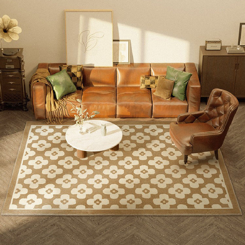 Stylish Modern Area Carpet Floral Pattern Polyester Area Rug Stain Resistant Area Rug for Home Decor