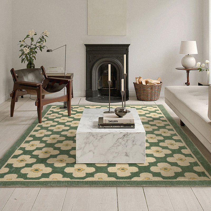 Stylish Modern Area Carpet Floral Pattern Polyester Area Rug Stain Resistant Area Rug for Home Decor