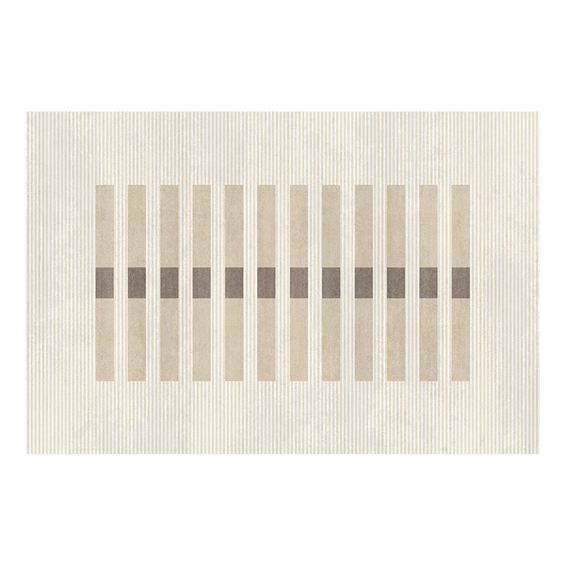 Apricot Modern Rug Polyester Striped Indoor Rug Non-Slip Backing Rug for Living Room