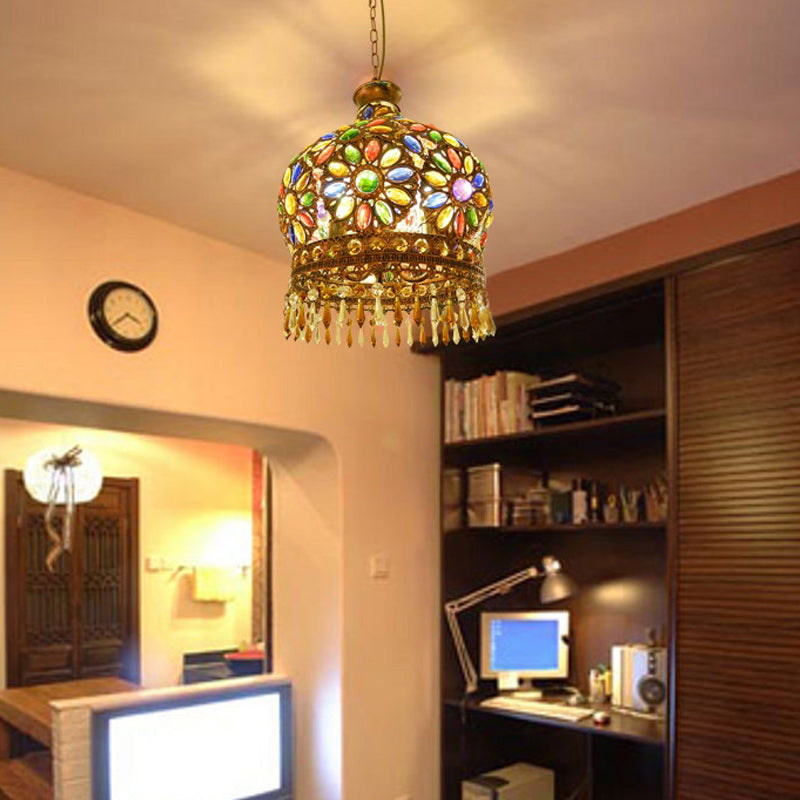 Dome in metallo lampadario il lampadario antico 3 teste sala da pranzo la luce del soffitto appeso in ottone