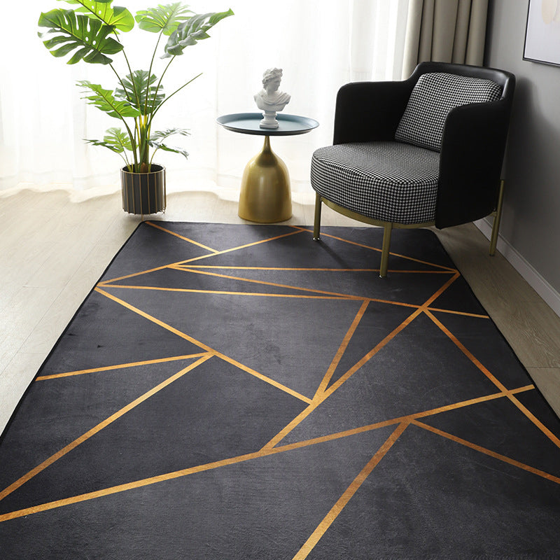 Grijs modern vloerkleed Polyester geometrisch patroon gebied tapijt niet-slip achterste tapijt voor woningdecoratie