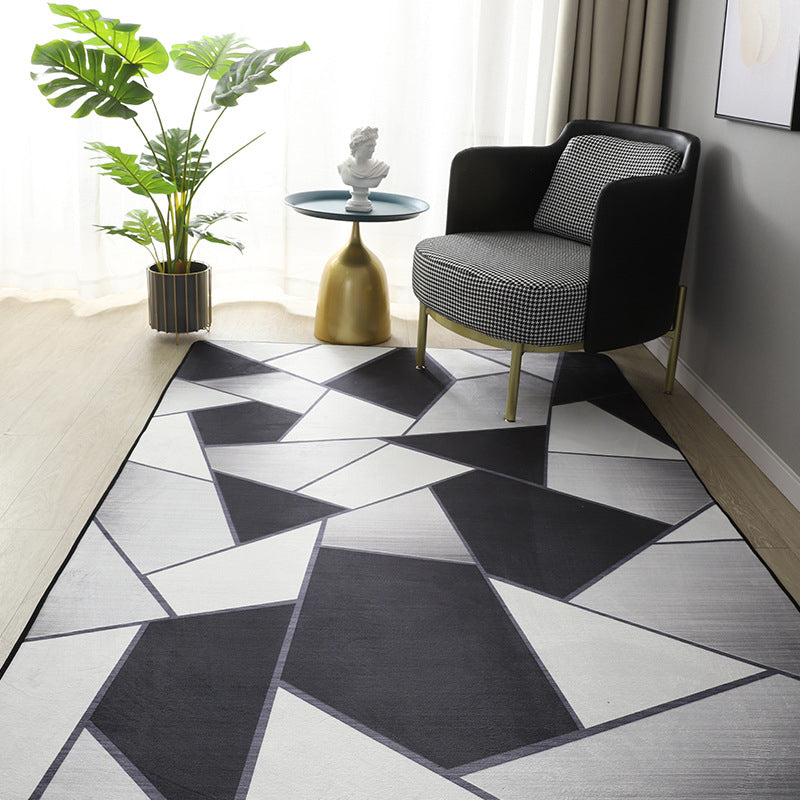 Grijs modern vloerkleed Polyester geometrisch patroon gebied tapijt niet-slip achterste tapijt voor woningdecoratie