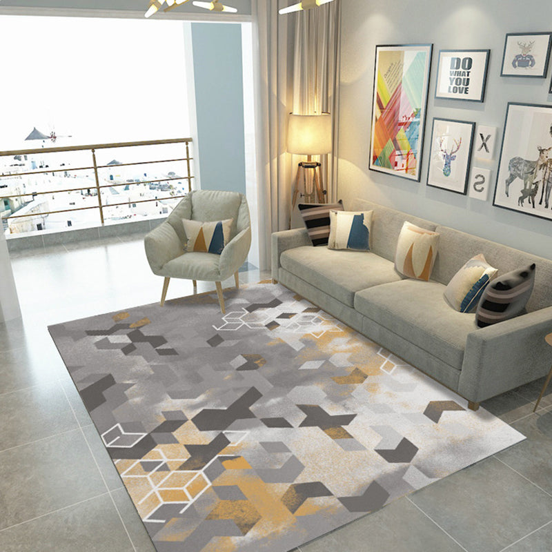 Geel modern tapijten polyester grafisch vloerkleed niet-slip achterste tapijt voor woningdecoratie