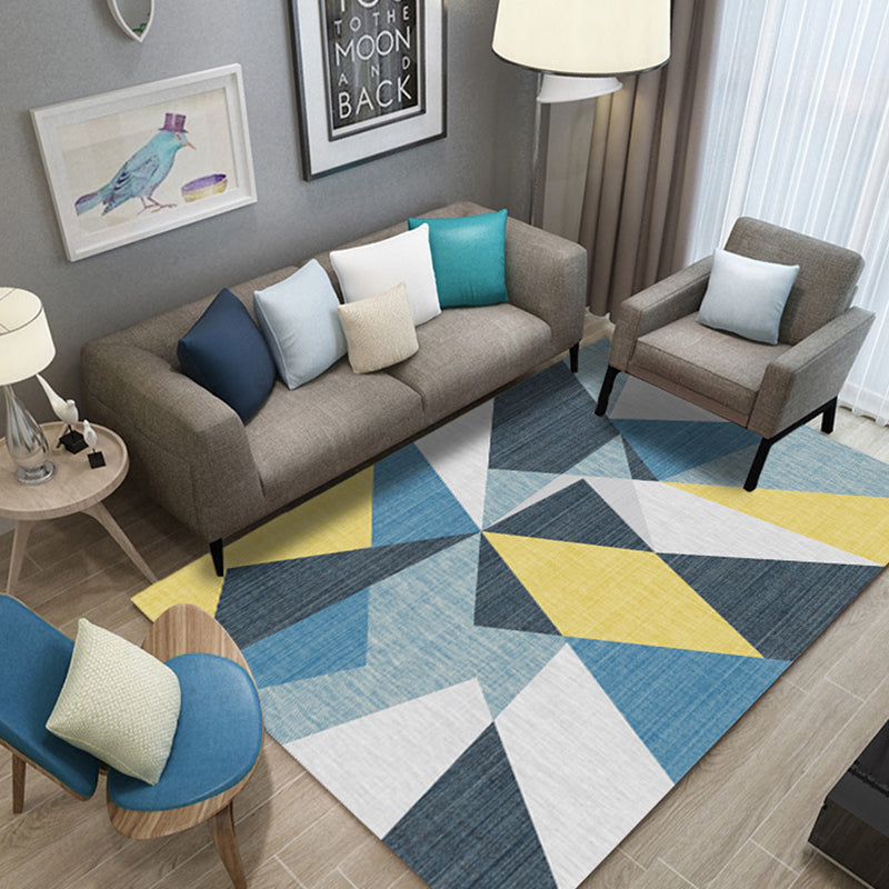 Geel modern tapijten polyester grafisch vloerkleed niet-slip achterste tapijt voor woningdecoratie