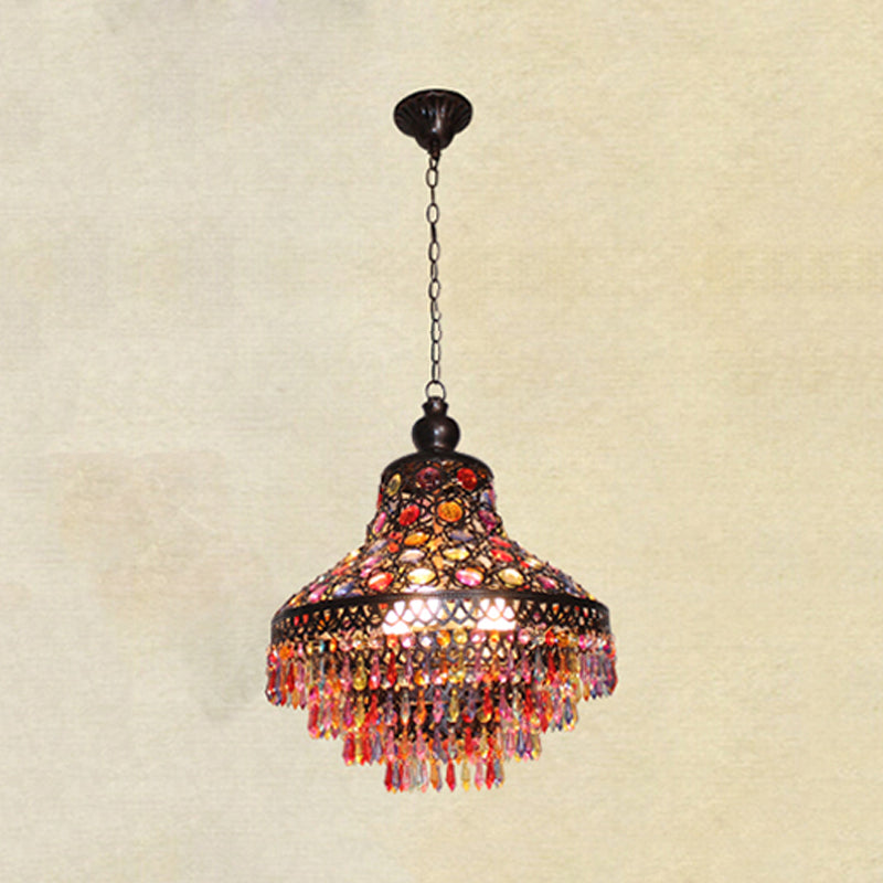 3 Heads Teardrop Chandelier Lighting Bohemian Bronze Metal Suspension Lamp for Living Room