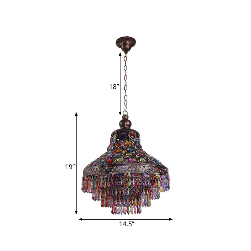 3 Heads Teardrop Chandelier Lighting Bohemian Bronze Metal Suspension Lamp for Living Room