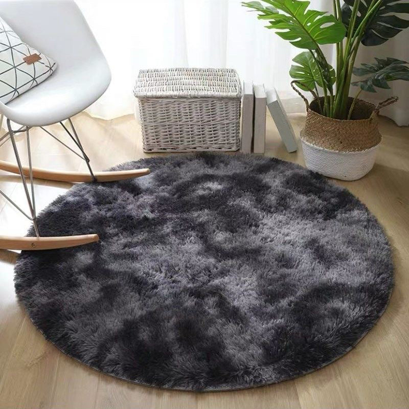 Casual Round Shag Area Rug Trendy Tie Dye Print Rug Polyester Anti-Slip Carpet for Home Decor