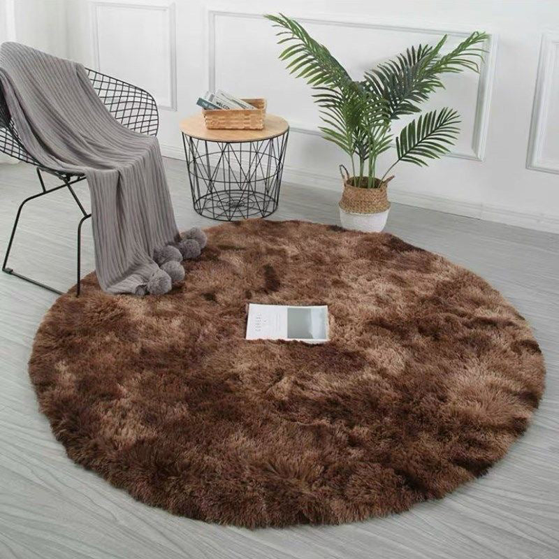 Casual Round Shag Area Rug Trendy Tie Dye Print Rug Polyester Anti-Slip Carpet for Home Decor