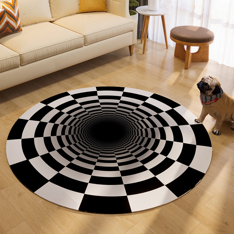 Creatief ronde tapijt 3D visuele misleiding print tapijten polyester wasbaar tapijt met niet-slipachter