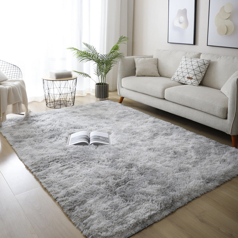 Modern Area Rug Leisure Solid Color Carpet Polyester Shag Rug with Non-Slip Backing