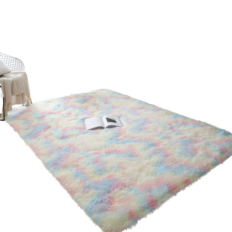 Modern Area Rug Leisure Solid Color Carpet Polyester Shag Rug with Non-Slip Backing