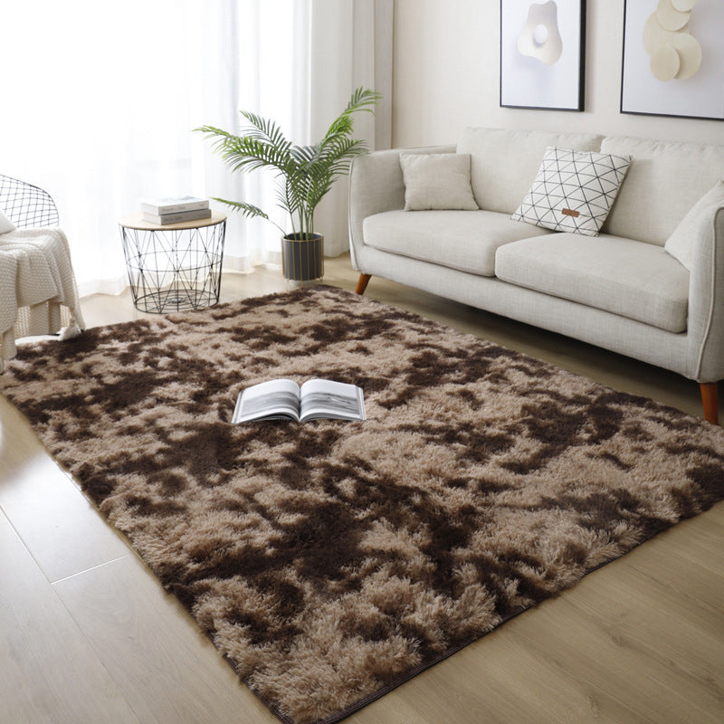 Modern Area Rug Leisure Solid Color Carpet Polyester Shag Rug with Non-Slip Backing