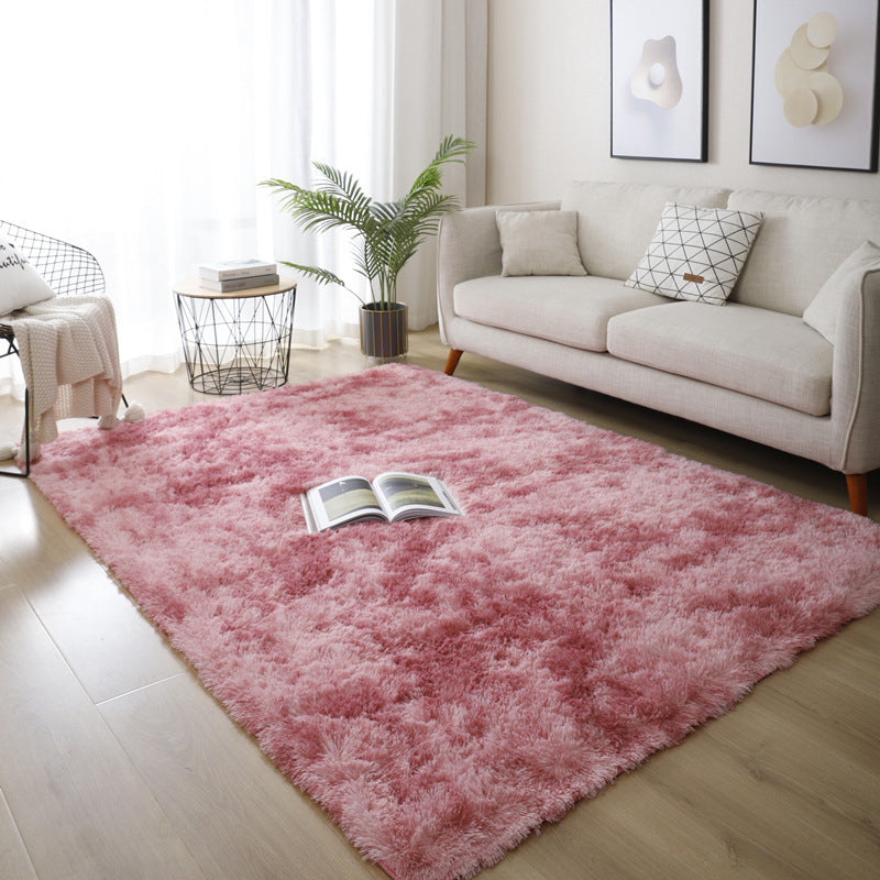 Modern Area Rug Leisure Solid Color Carpet Polyester Shag Rug with Non-Slip Backing