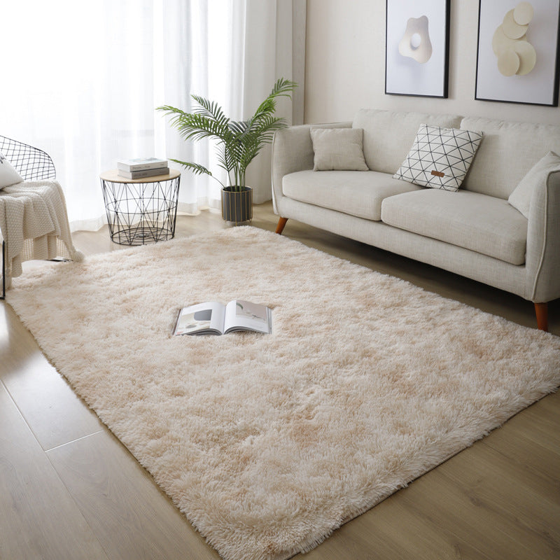 Modern Area Rug Leisure Solid Color Carpet Polyester Shag Rug with Non-Slip Backing