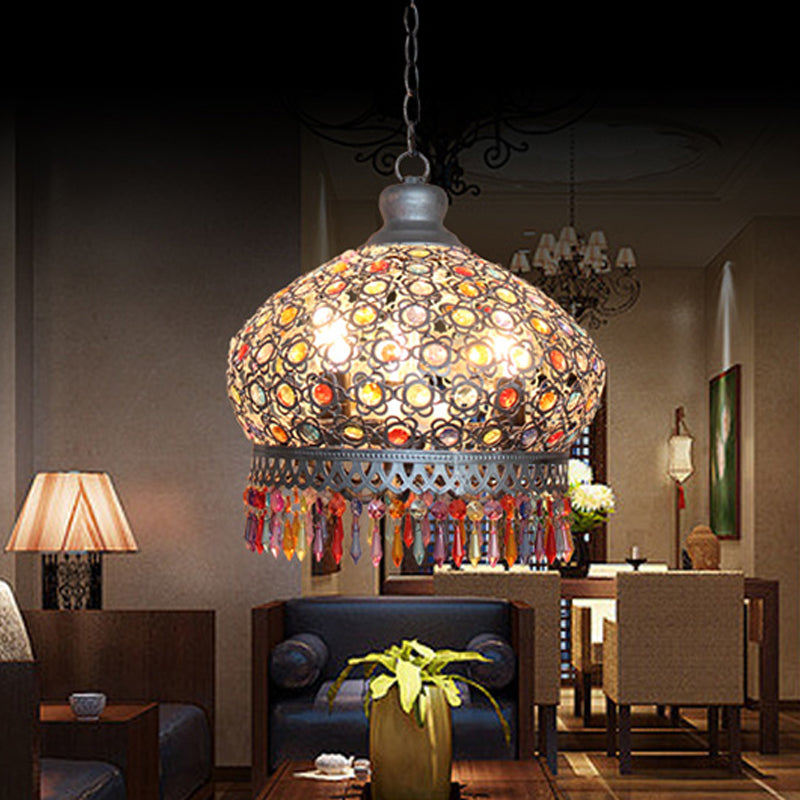 14 "/18" W Metal Dome Kronleuchter Leuchte Dekorative 3 Lichter Wohnzimmer Hanglampe in Silber/Messing/Kupfer